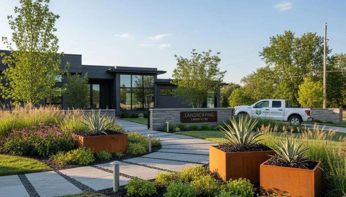 Landscaping service team in Overland Park, KS enhancing a residential outdoor space