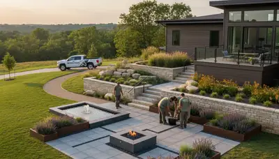 Landscaping team serving Overland Park, KS with professional yard maintenance and landscape services
