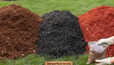 Brown, black, and red mulch color options for landscaping in Overland Park, KS by Chop Chop Landscaping