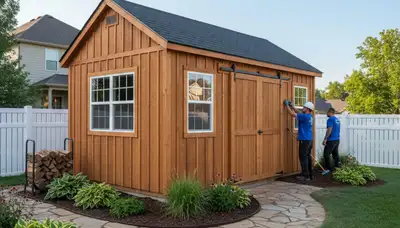 Professional backyard shed installation in Overland Park KS by Chop Chop Landscaping