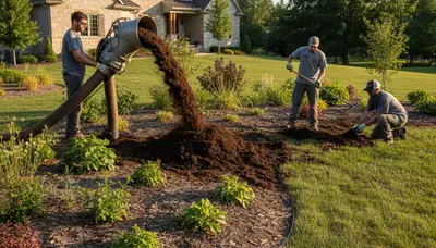 Organic compost and fertilizer applied to landscape beds in Overland Park KS by Chop Chop Landscaping