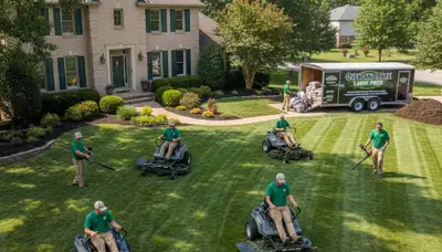 Professional lawn mowing, edging, and trimming service by Chop Chop Landscaping in Overland Park, KS