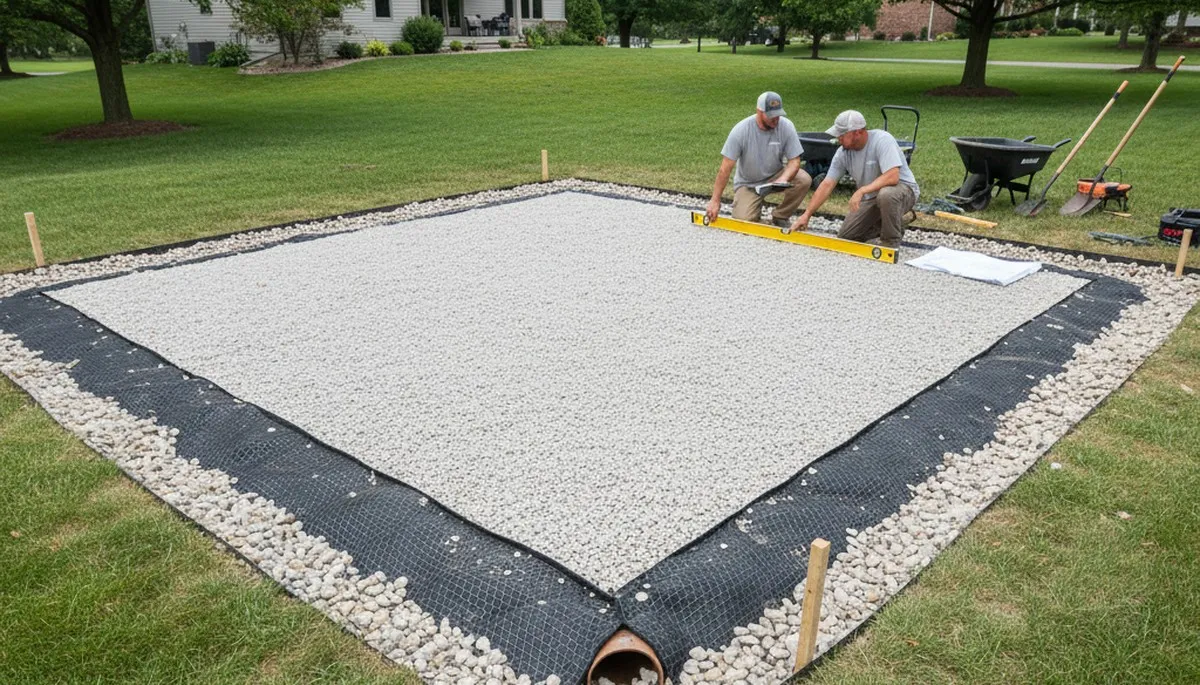 Professional shed foundation base preparation by Chop Chop Landscaping in Overland Park, KS