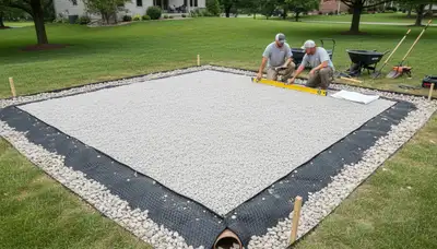 Professional shed foundation base preparation by Chop Chop Landscaping in Overland Park, KS