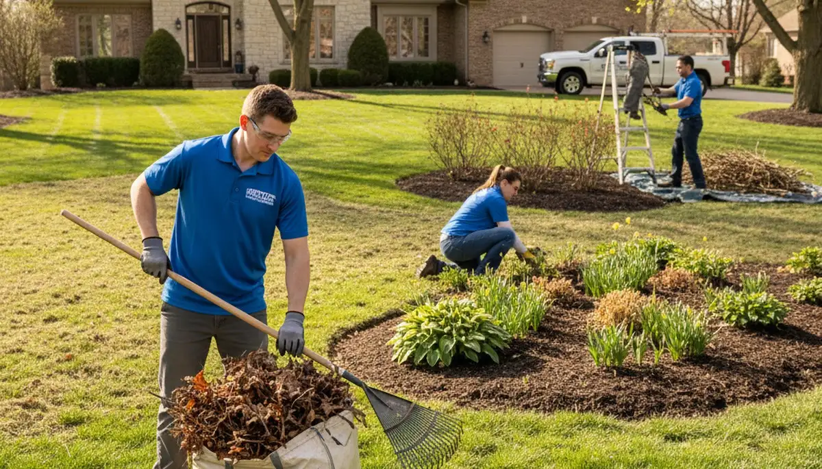 Spring yard clean up and landscape bed pruning in Overland Park KS by Chop Chop Landscaping